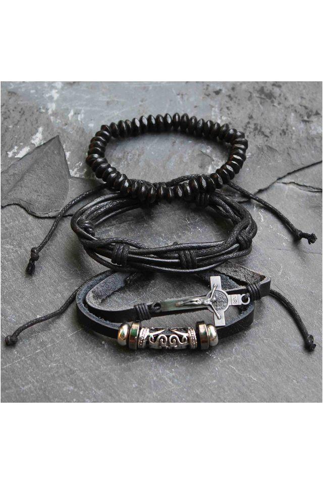 Mens leather and metal on sale bracelets