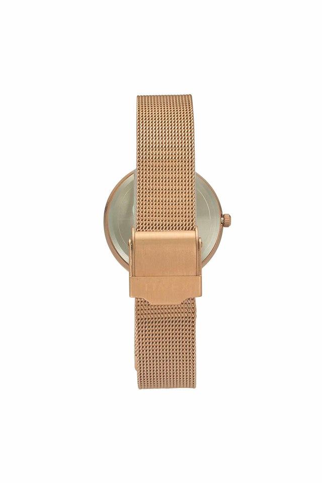 Womens 34 mm Fashion Silver Dial Rose Gold Stainless Steel Mesh Bracelet Analogue Watch TWEL11823