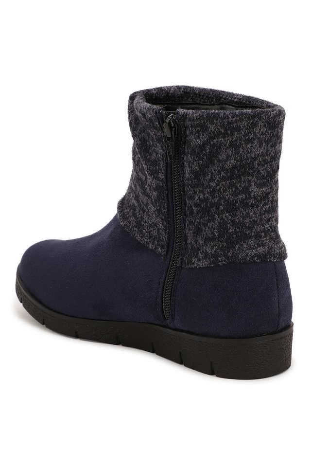 Buy BRUNO MANETTI Navy Suede Slipon Women s Boots Shoppers Stop