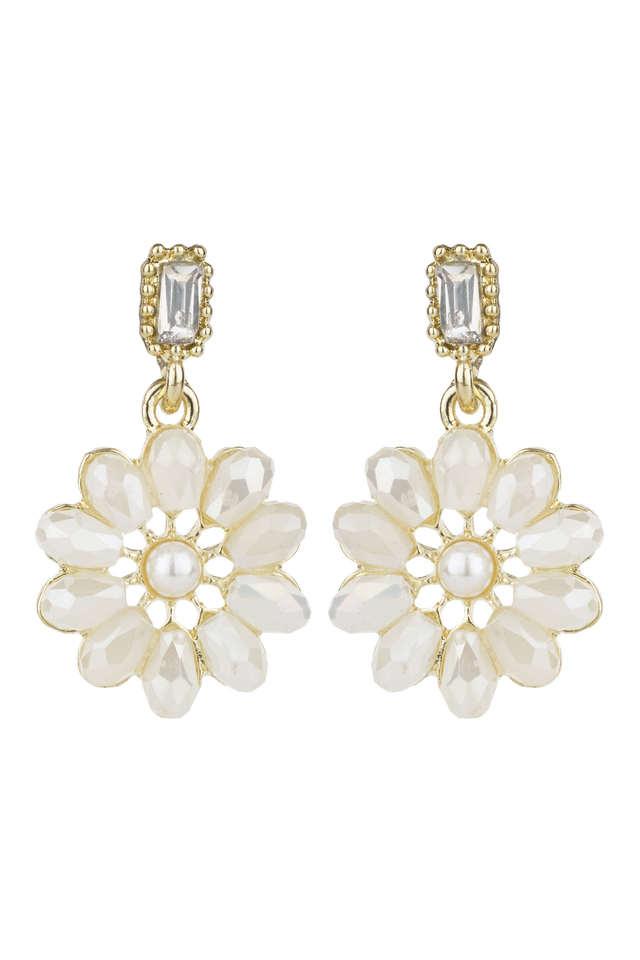 Buy HAUTE CURRY Stylish White Flower Delicate Earrings