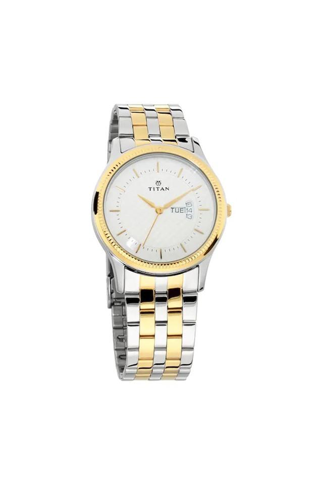 Buy Online Titan Round White Dial Two Toned Stainless Steel Strap