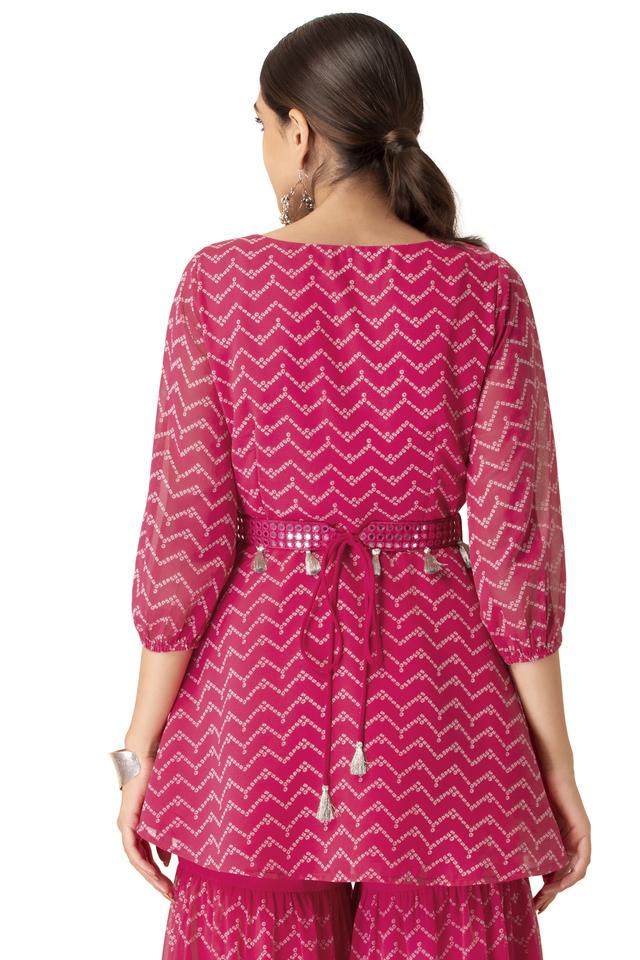 Shop Wine Faux Georgette Chikankari Short Kurti After Six Wear Online at  Best Price | Cbazaar