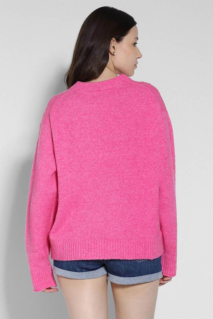 Buy AMERICAN EAGLE Pink Solid Polyester Round Neck Women's Sweater