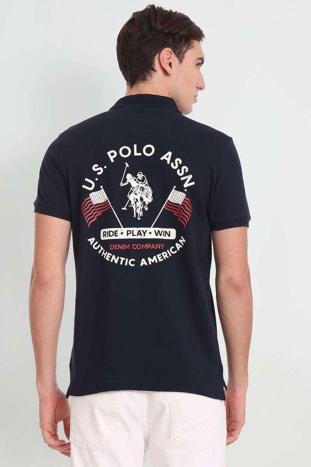 Buy U.S. POLO ASSN. DENIM Navy Printed Cotton Regular Fit Men s T