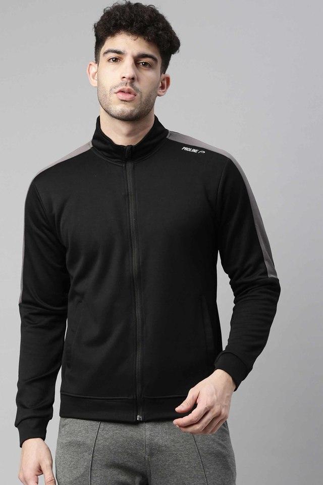 Buy PROLINE Black Solid Cotton Regular Fit Men s Sweatshirt Shoppers Stop