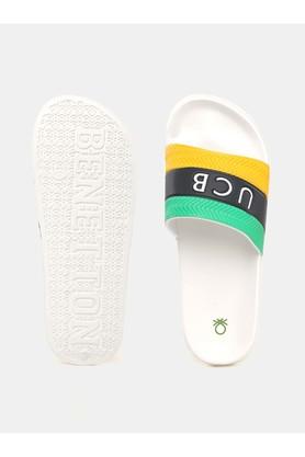 Buy UNITED COLORS OF BENETTON Yellow Mix Mens Slides With UCB