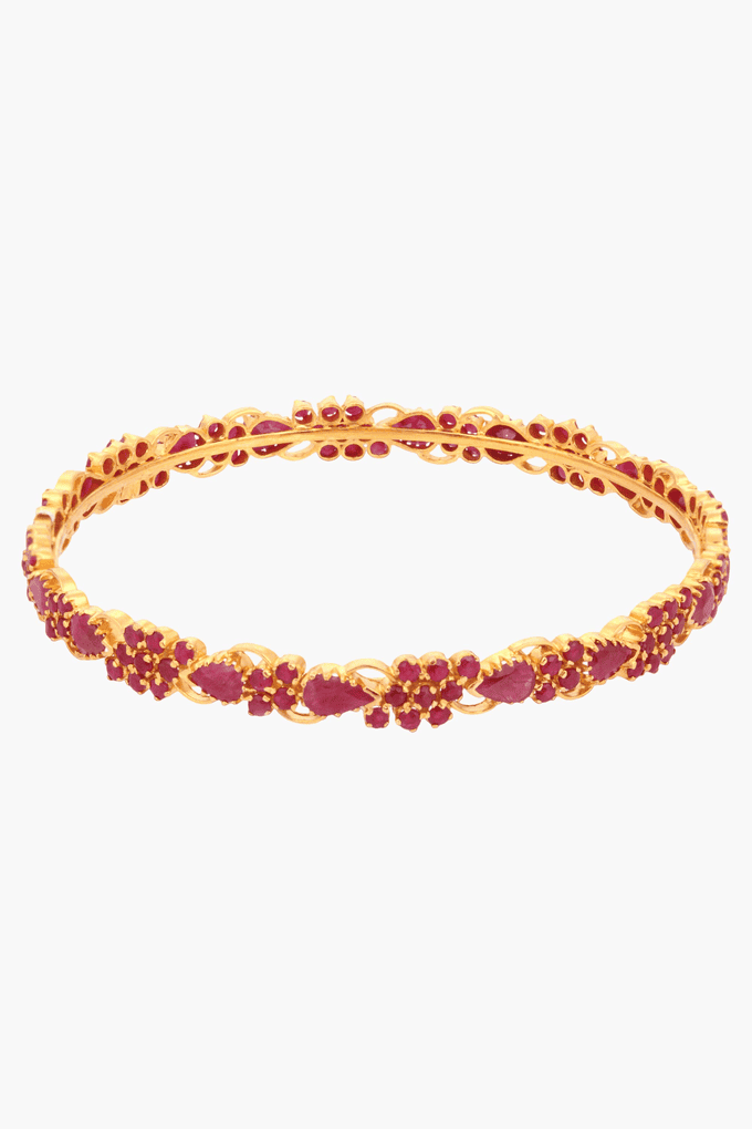 Ruby Kemp Stones Pair Bangles - South India Jewels