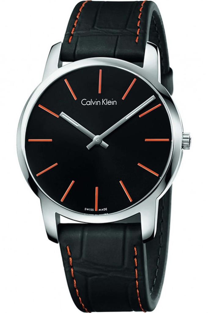 Calvin klein black leather on sale watch