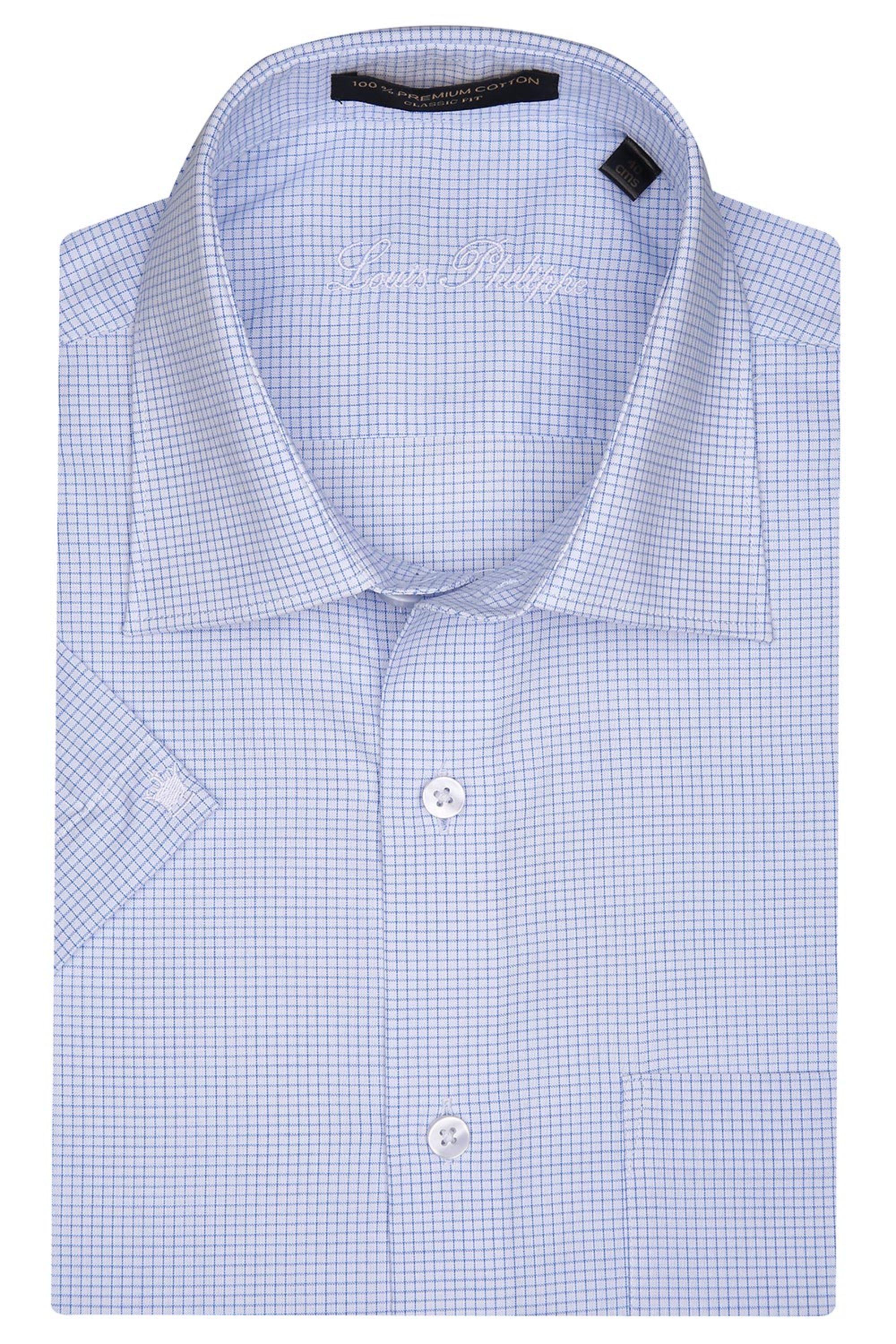 Buy Louis Philippe Blue Cotton Slim Fit Checks Shirts for Mens