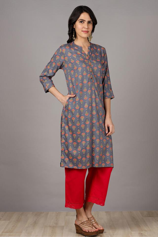 Buy Fabindia Cotton Silk Zari Striped Knee Length Kurta online