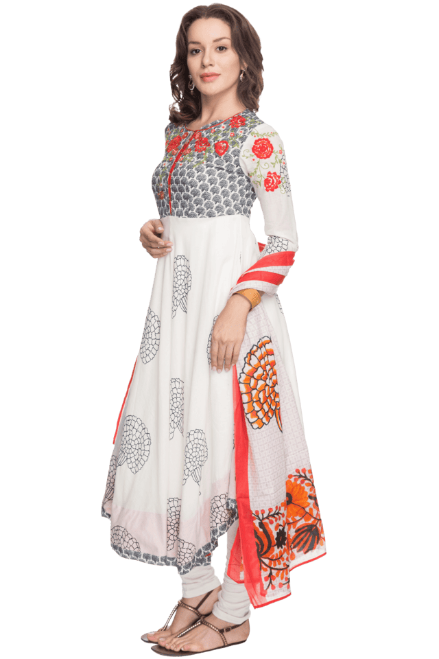 Buy BIBA Black Women Round Neck Long Churidar Suit Shoppers Stop