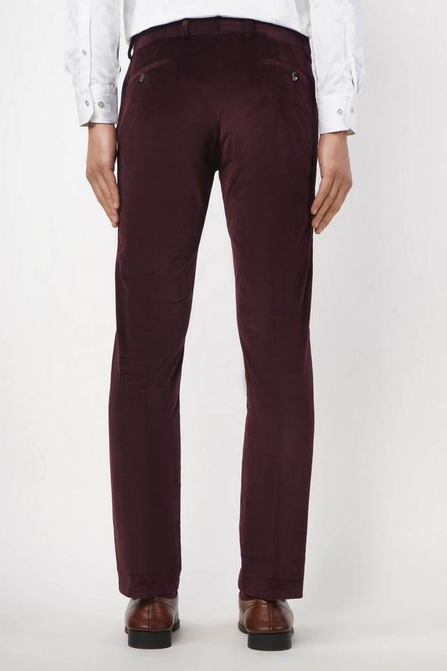 4-Way Stretch Formal Trousers in Dark Wine- Slim Fit