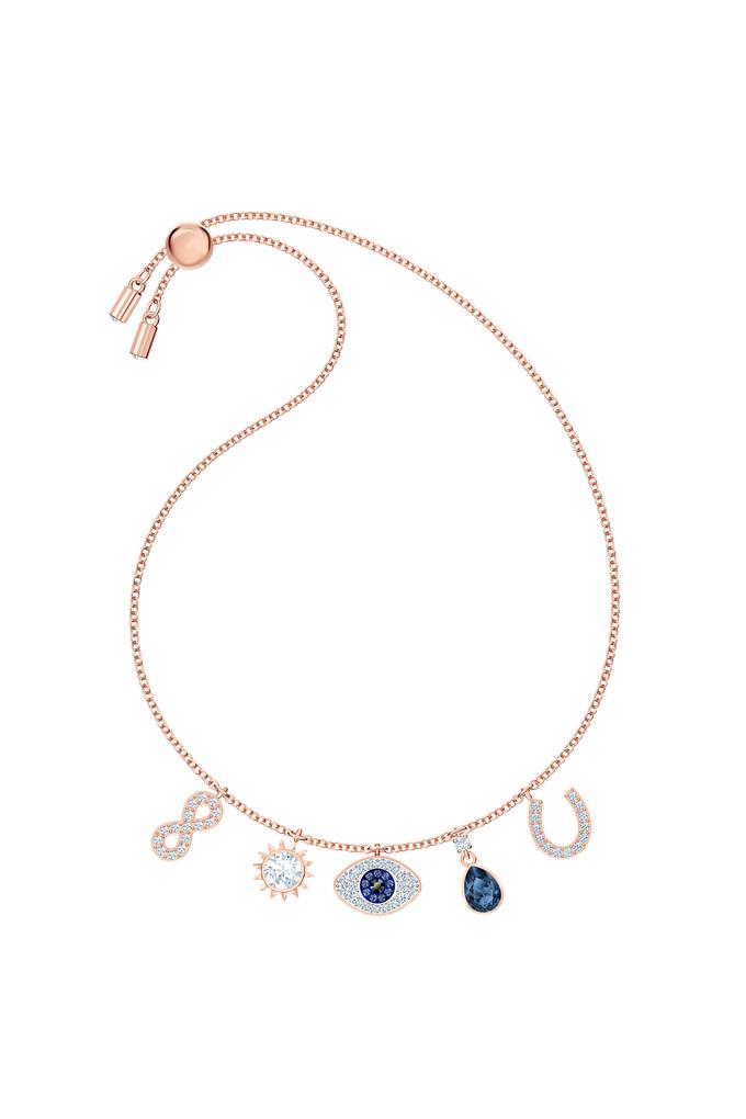 Swarovski Symbolic Moon infinity hand evil eye and horseshoe Rose Gold |  Medium Necklace