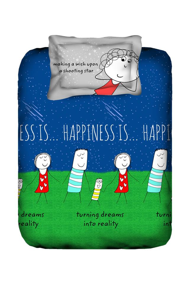 Buy PORTICO Multi Happiness Printed Single Bed Sheet with 1 Pillow