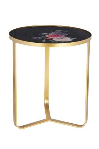 Buy Living World Black Mix Gardenia Round Floral Printed 3 Legs Side Table Shoppers Stop
