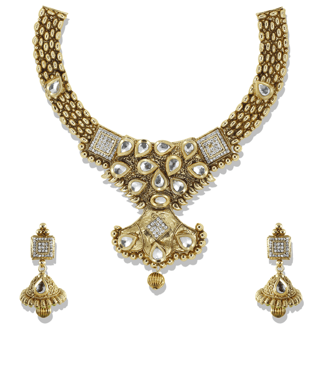 Gold jadau set hot sale with price