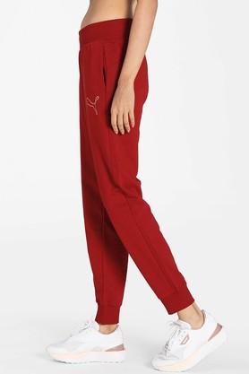 Buy PUMA Red Printed Cotton Regular Fit Womens Casual Wear Track Pants