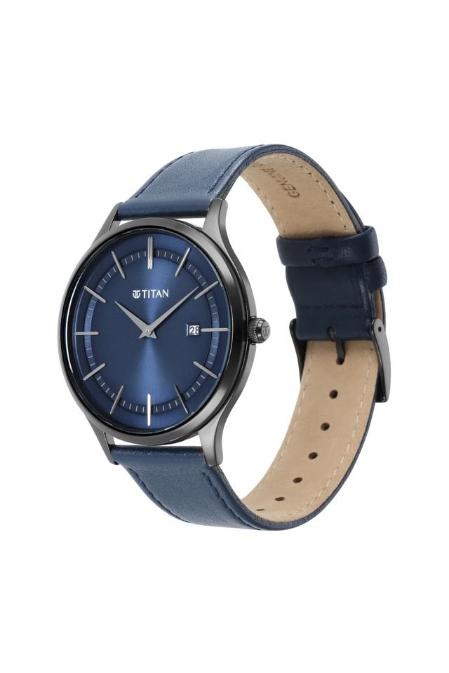 Titan watch with leather on sale strap