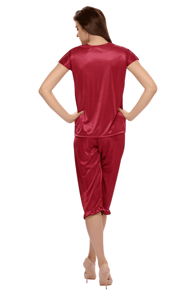 Red silk best sale pyjamas shorts set