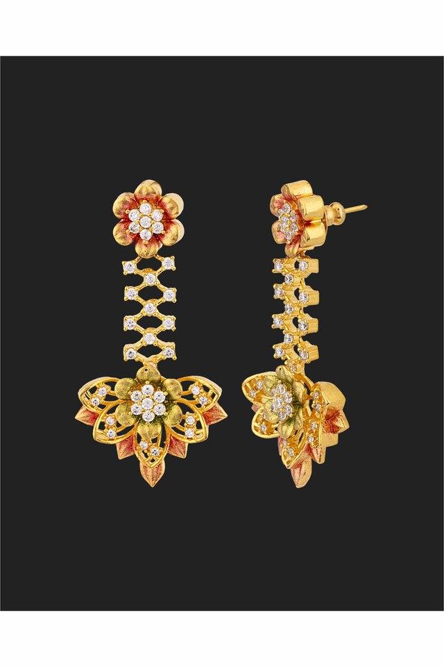 CZ Traditional Gold Plated White Jhumka Earrings – VOYLLA