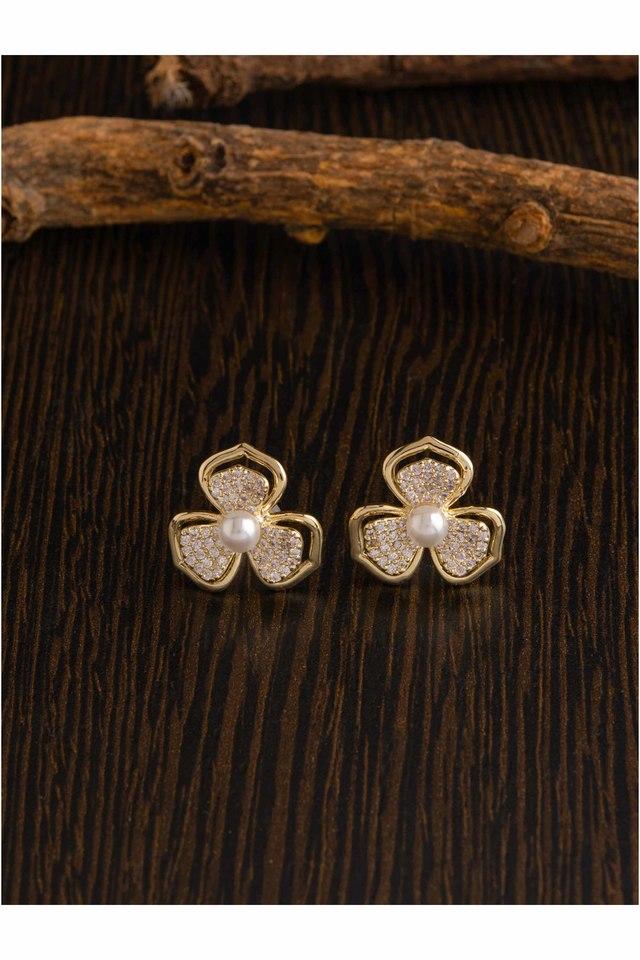 Buy Isharya Gold-Plated Pearl Stud Earrings | Gold-Toned Color Women | AJIO  LUXE