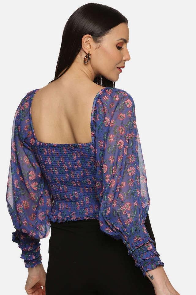 IS.U Floral Chiffon Full Sleeves Women's Crop Top (Tops & Blouses), Shop Now at , India's No.1 Online Shopping destination