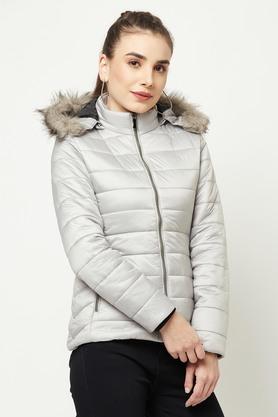 Padded womens coat with cheap fur hood