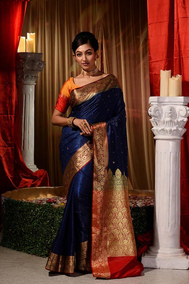 Dark blue kanjeevaram saree hotsell