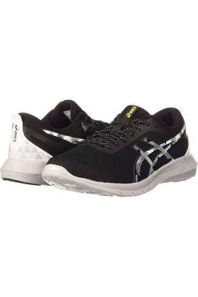 Asics black clearance and white shoes