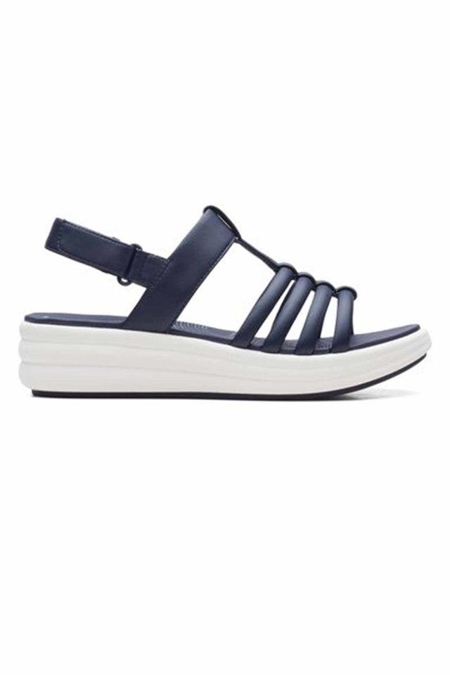 Clarks navy sale blue wedge sandals