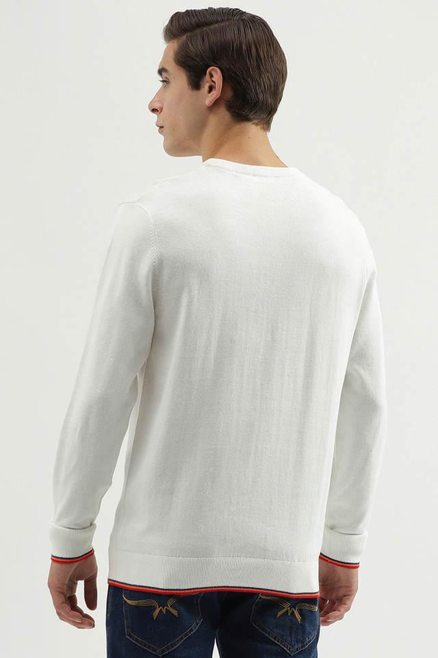 Mens white hot sale cotton sweater