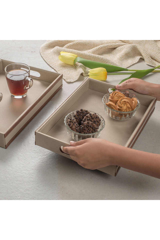 Buy SPREAD Leatherite Small Serving Tray Set of 1, Modern Decorative