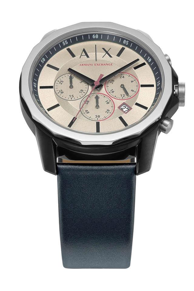 Buy ARMANI EXCHANGE 44 mm Grey Dial Leather Chronograph Watch For