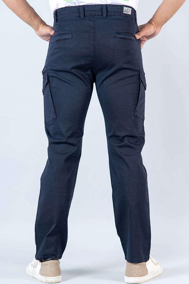 Buy TISTABENE Navy Solid Cotton Regular Fit Men's Cargo Pants