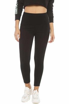 High Waist Treggings With Button-Fly Detail - Black