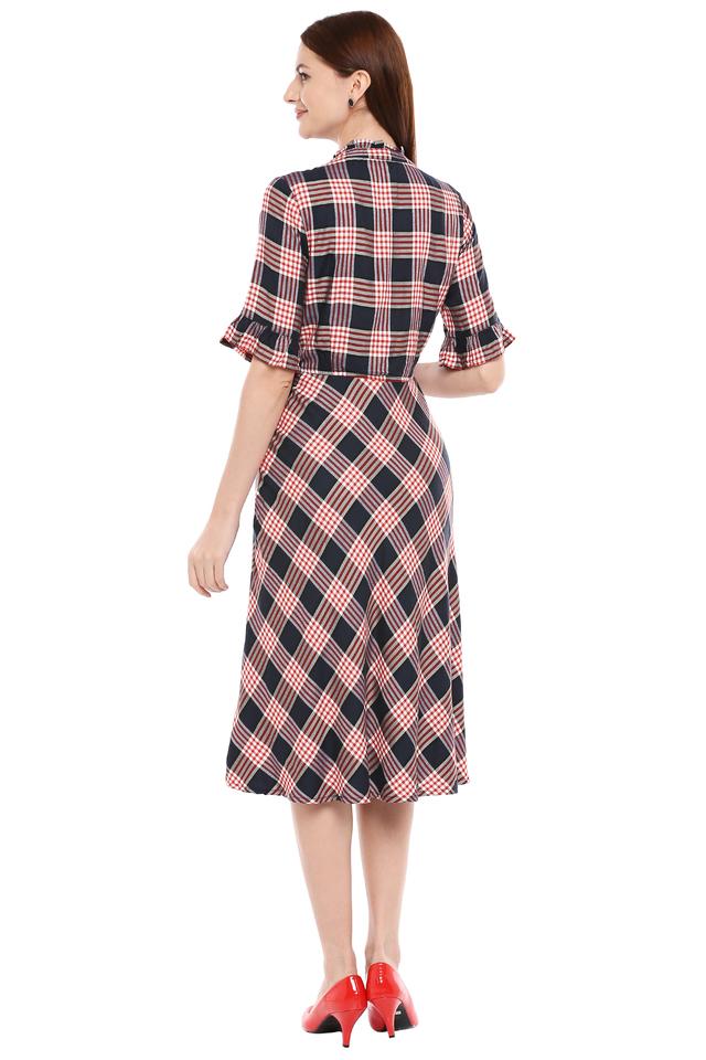 Checked clearance midi dress