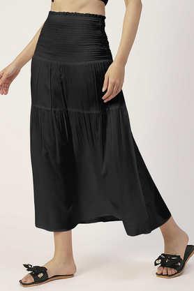 Black rayon midi outlet skirt