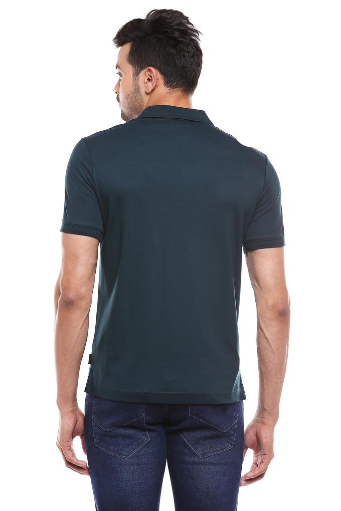 Buy CALVIN KLEIN JEANS Teal Mens Solid Polo T Shirt Shoppers Stop