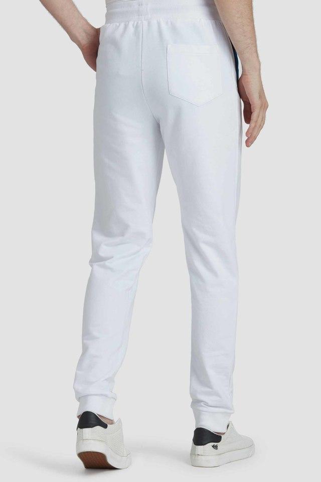 Buy FCUK White Solid Cotton Blend Slim Fit Men s Joggers