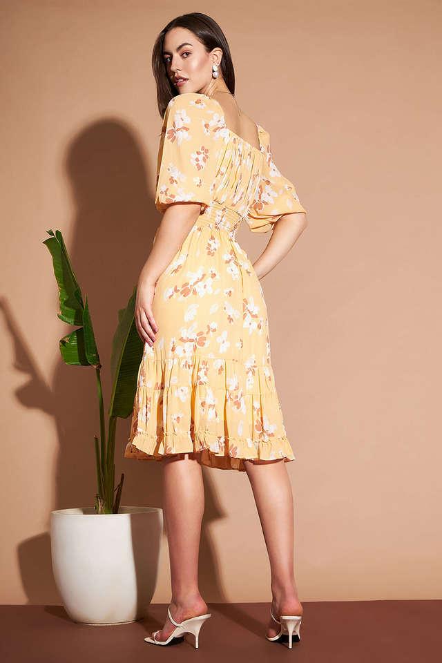 Mustard knee hotsell length dress