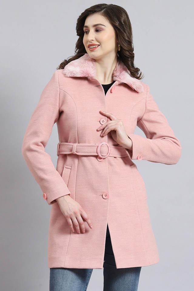 Buy MONTE CARLO Pink Solid Collared Blended Fabric Women s Casual Wear Coat Shoppers Stop