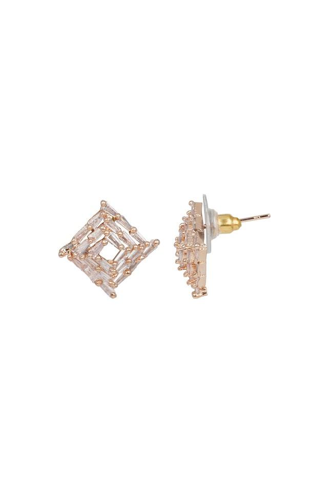 Gold Plated Pink CZ Gems Stud Earrings  VOYLLA