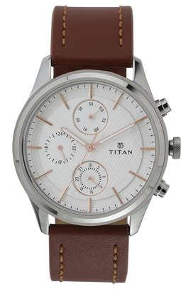 Titan 1580yl05j leather analog men's watch sale