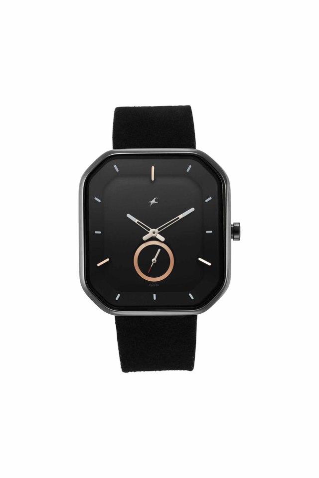 Mens 40 mm After Dark Black Dial Suede Leather Analogue Watch 3272NL01