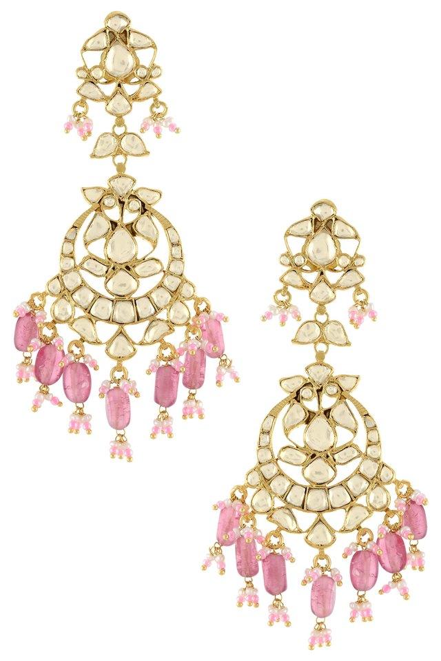 Women's Alloy Drop Earrings in White and Pink | Drop earrings, Online  earrings, Pink earrings