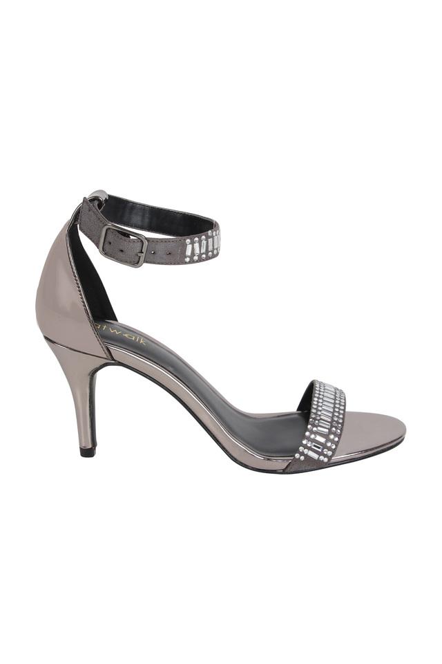 Buy CATWALK Gunmetal Womens Embellished Ankle Strap Stilettos