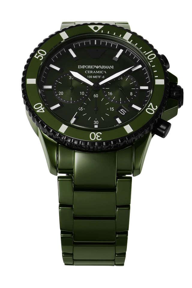 43 mm Green Dial Ceramic Chronograph Watch For Men AR70011I