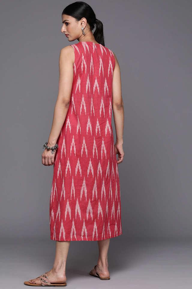 Ikat Front Slit Women's A Line Dress