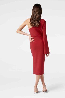 Solid one discount shoulder bodycon dress