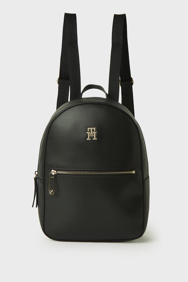 Buy TOMMY HILFIGER Black PU Zipper Closure Women s Casual Backpack Shoppers Stop